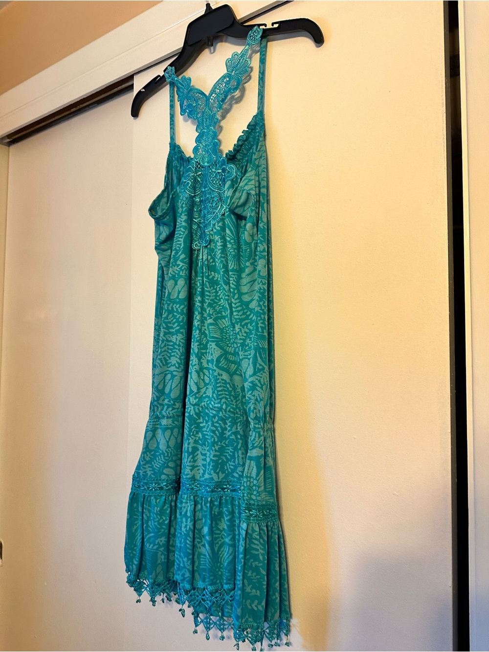 Y2K grass collection Teal Floral Lace-Back Sundress - Picture 6 of 8